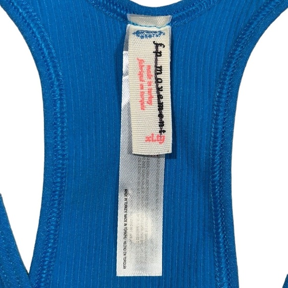 🏀Free People FP Movement The Free Throw Long Crop Tank Varsity Blue Tan XS XL - Picture 12 of 15